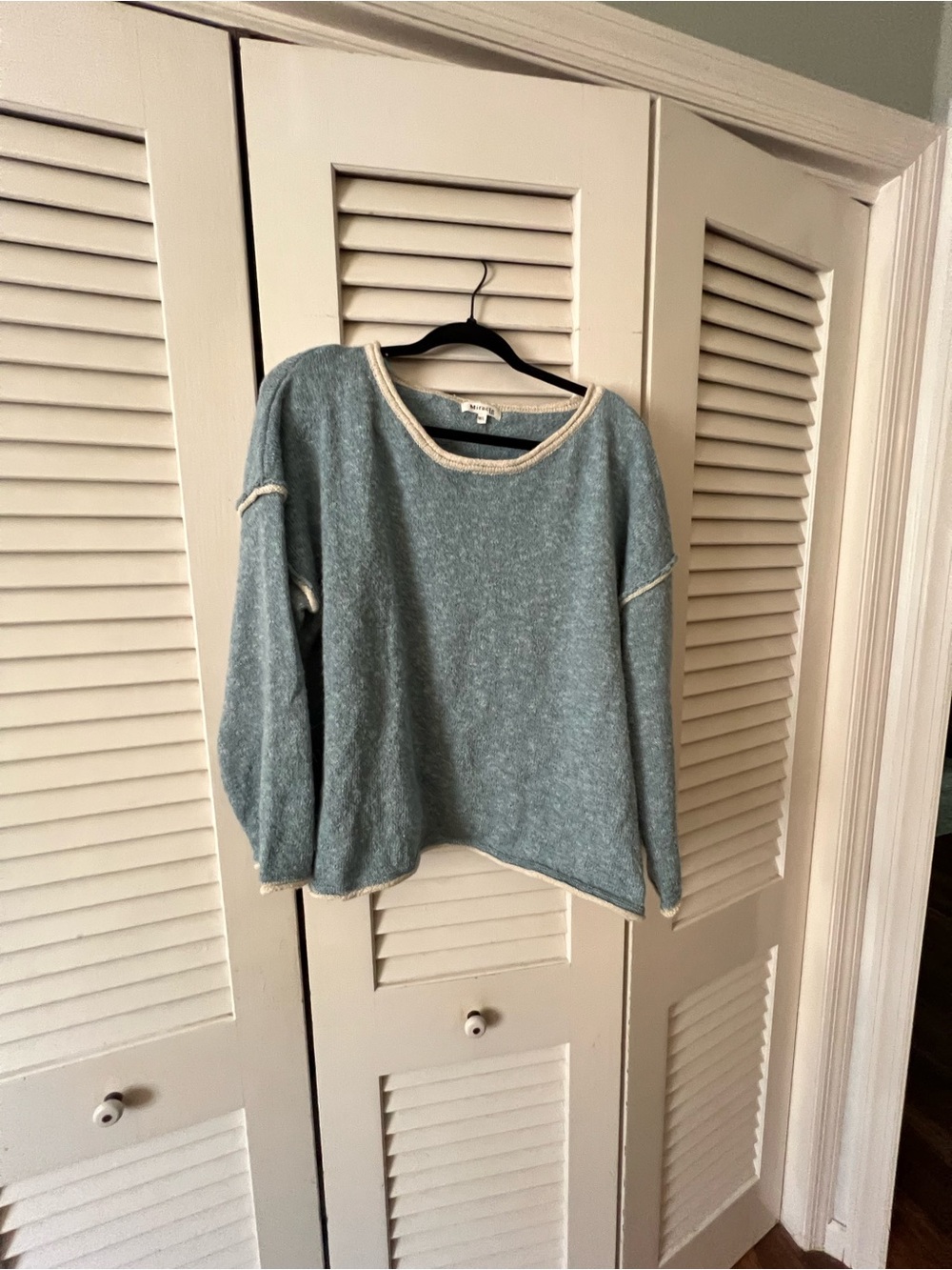 Miracle Seafoam Crewneck Sweater with Contrast Trim